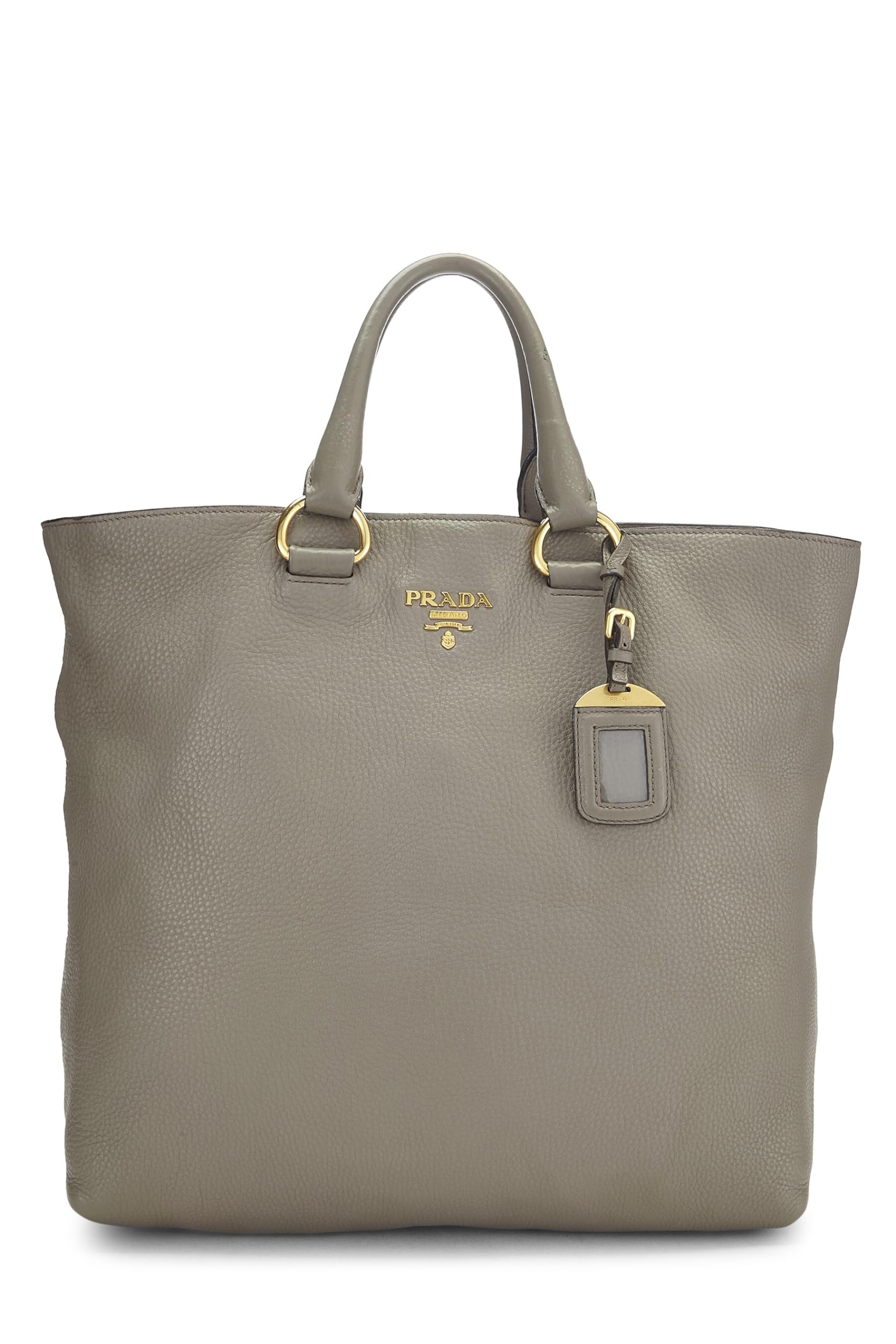 Prada, Grey Vitello Daino Shopping Tote, Grey