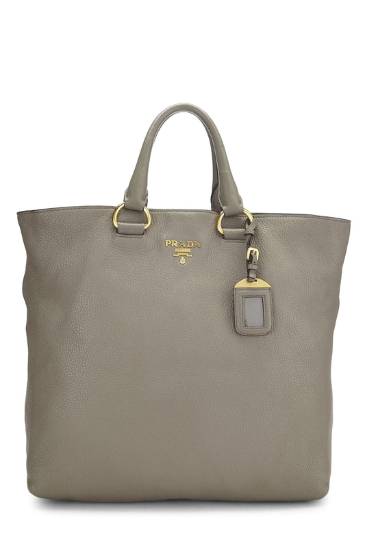 Prada, Grey Vitello Daino Shopping Tote, Grey