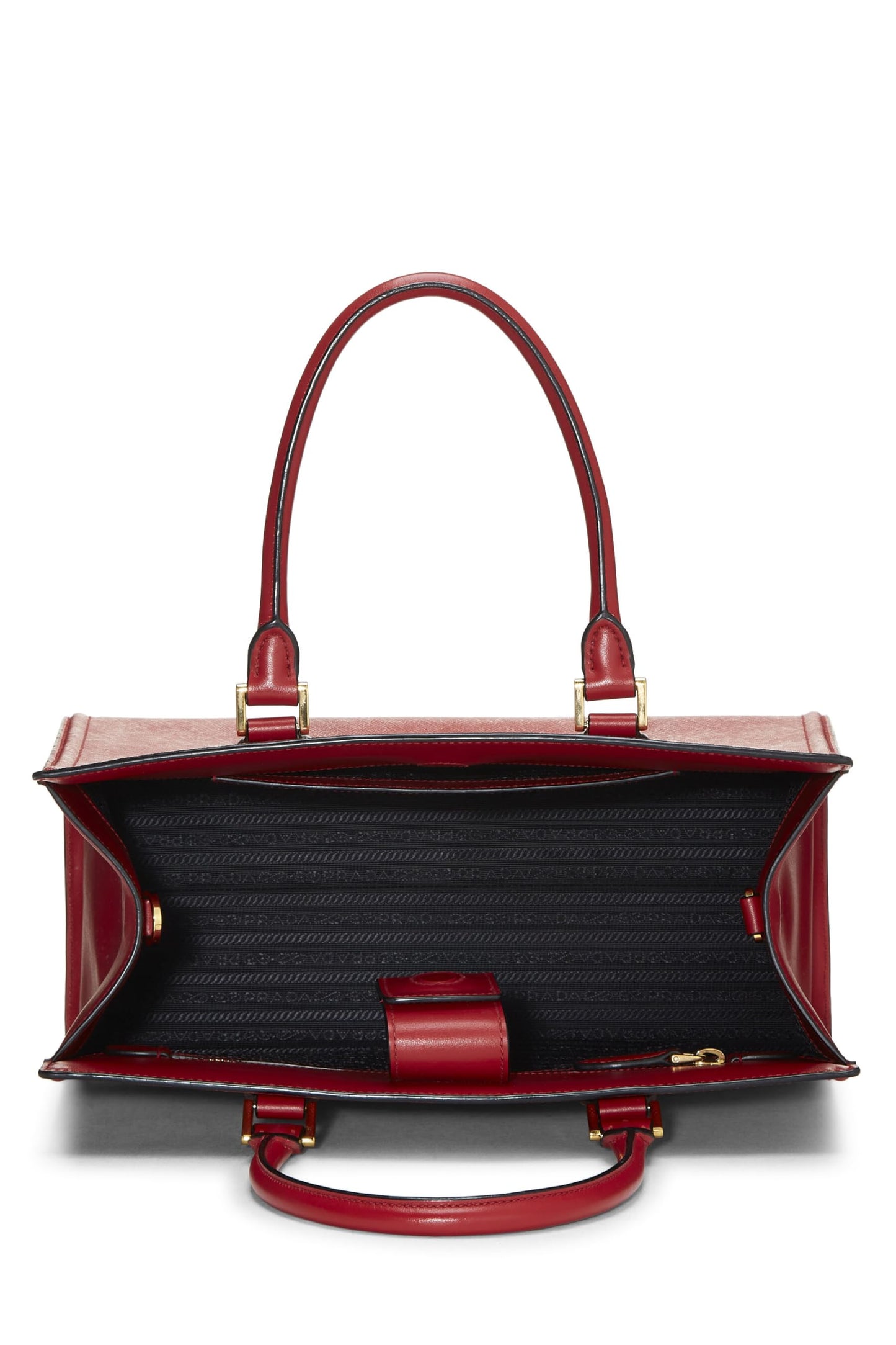 Prada, Red Saffiano Convertible Handbag, Red