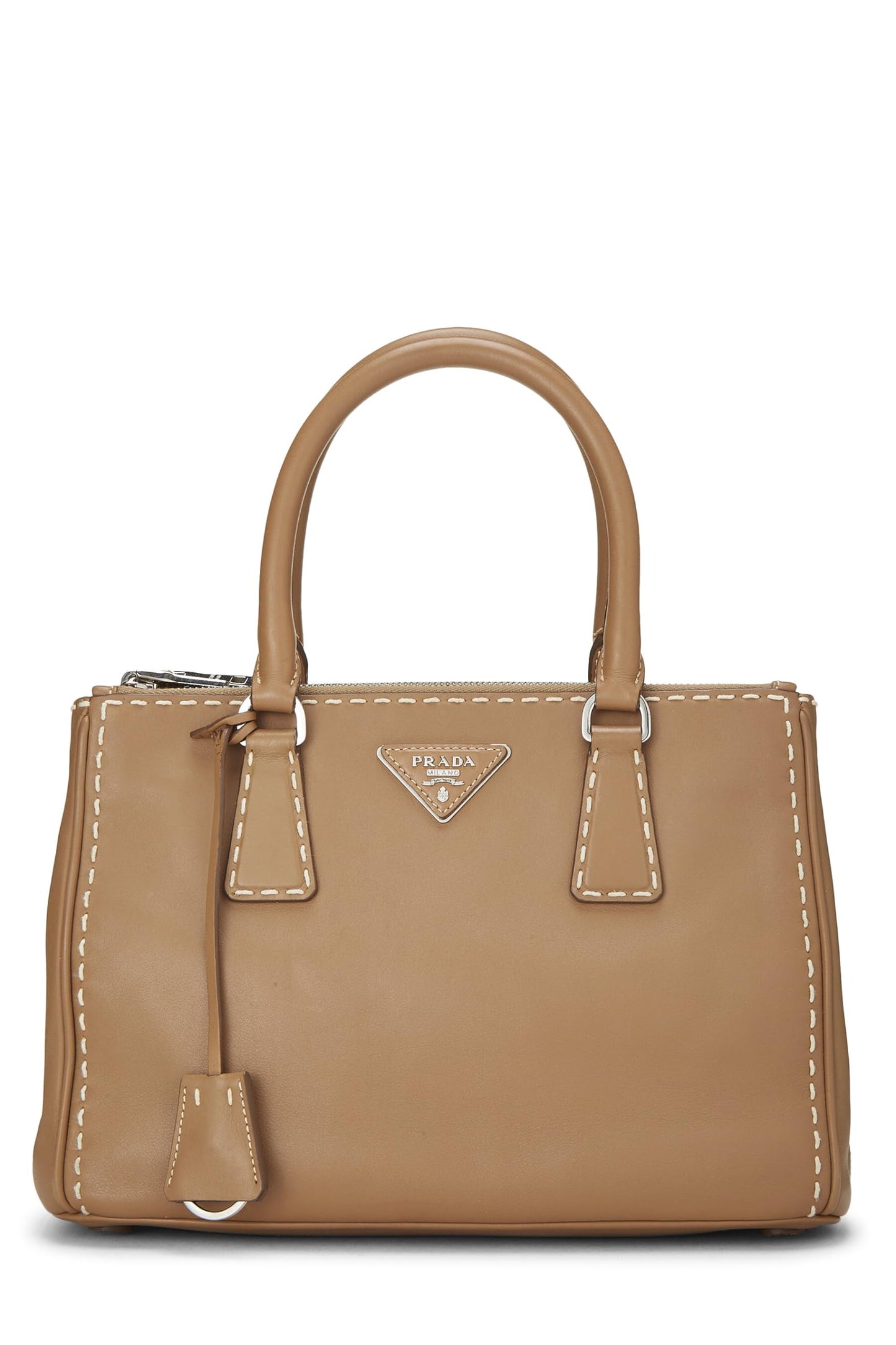 Prada, Brown City Calfskin Galleria Tote Small, Brown