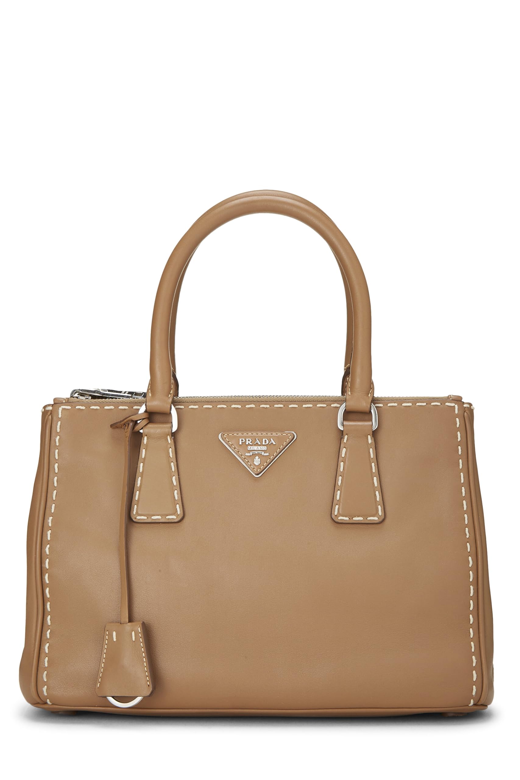 Prada, Brown City Calfskin Galleria Tote Small, Brown