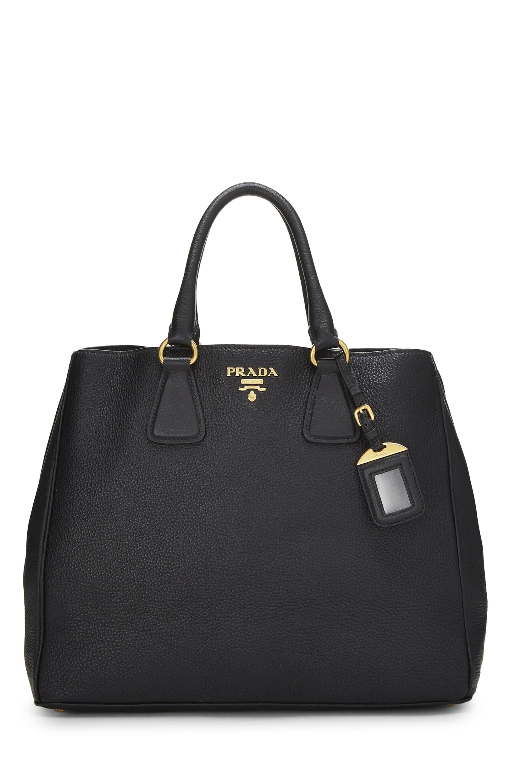 Prada, Black Vitello Daino Convertible Tote, Black
