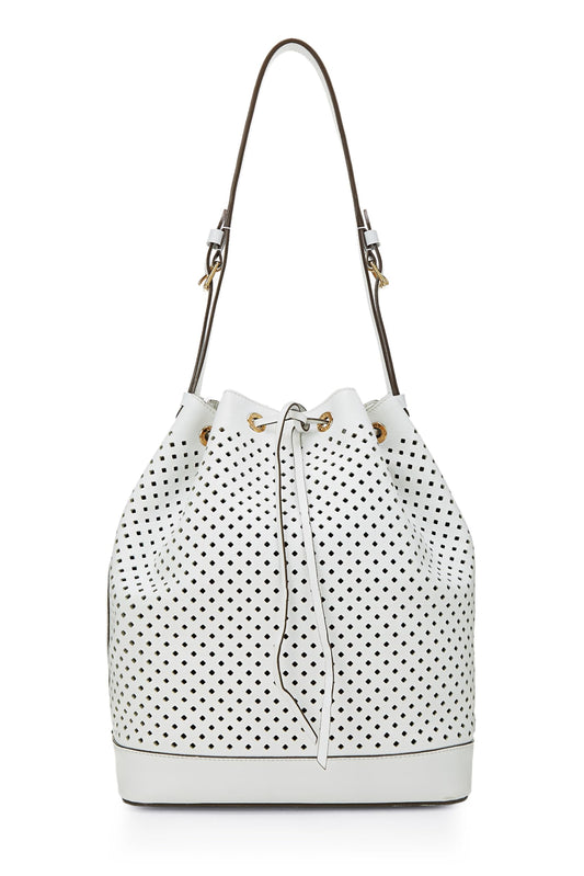 Louis Vuitton, White Perforated Leather Noé, White