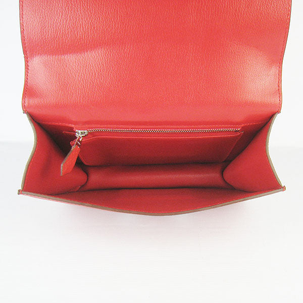 Luxury Hermes Constance Cowskin Leather Bag red silver