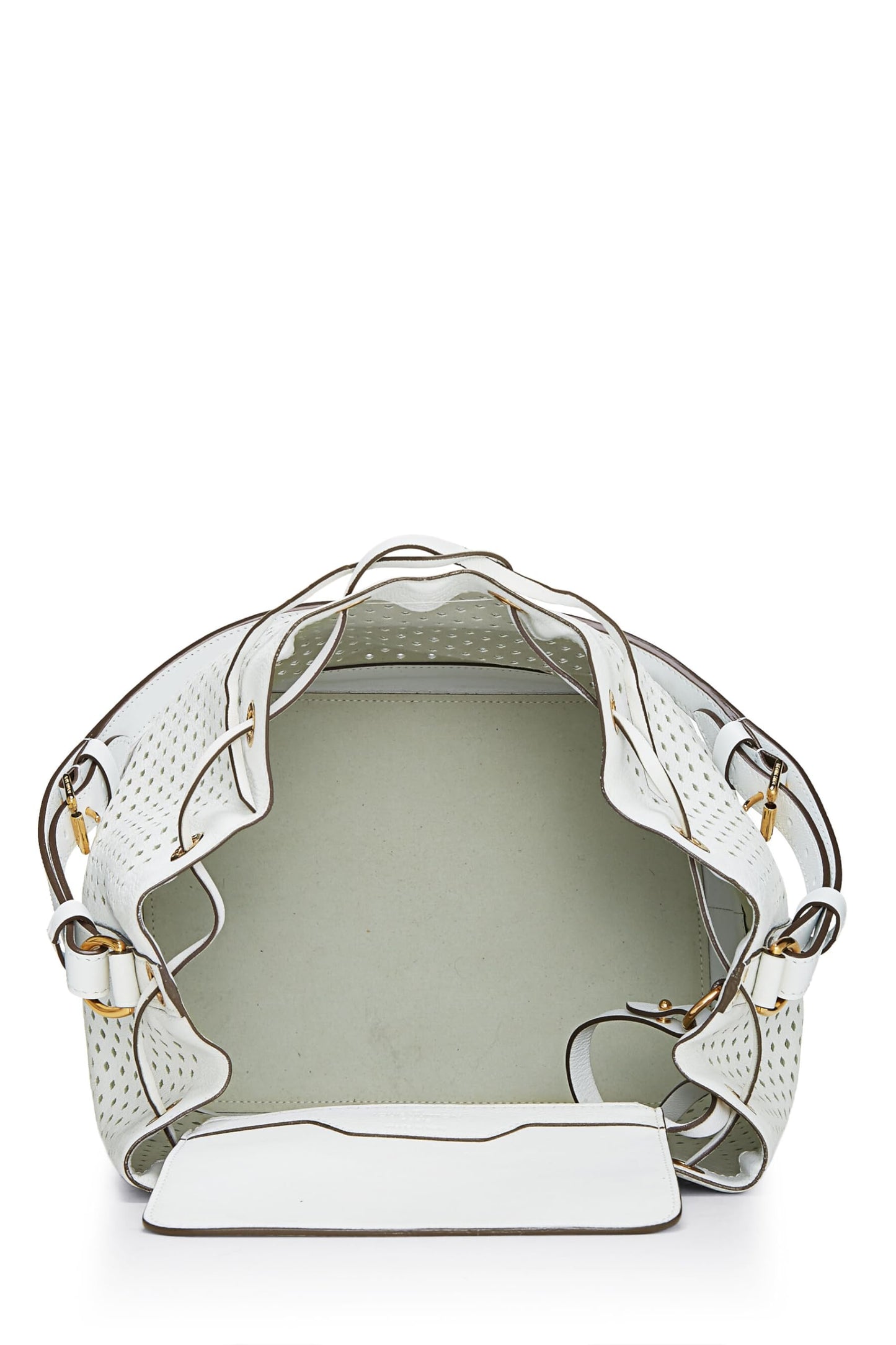 Louis Vuitton, White Perforated Leather Noé, White