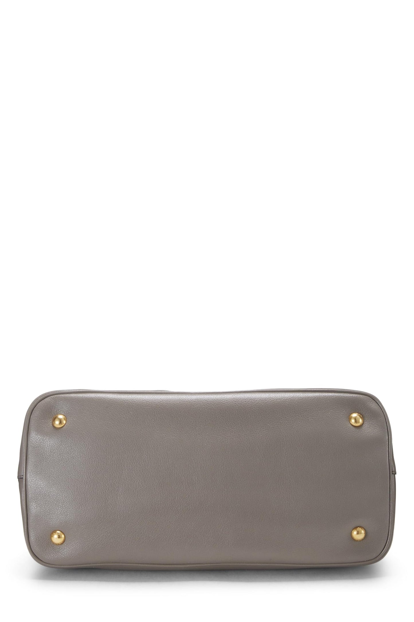 Prada, Grey Calfskin Logo Side Snap Tote Medium, Grey