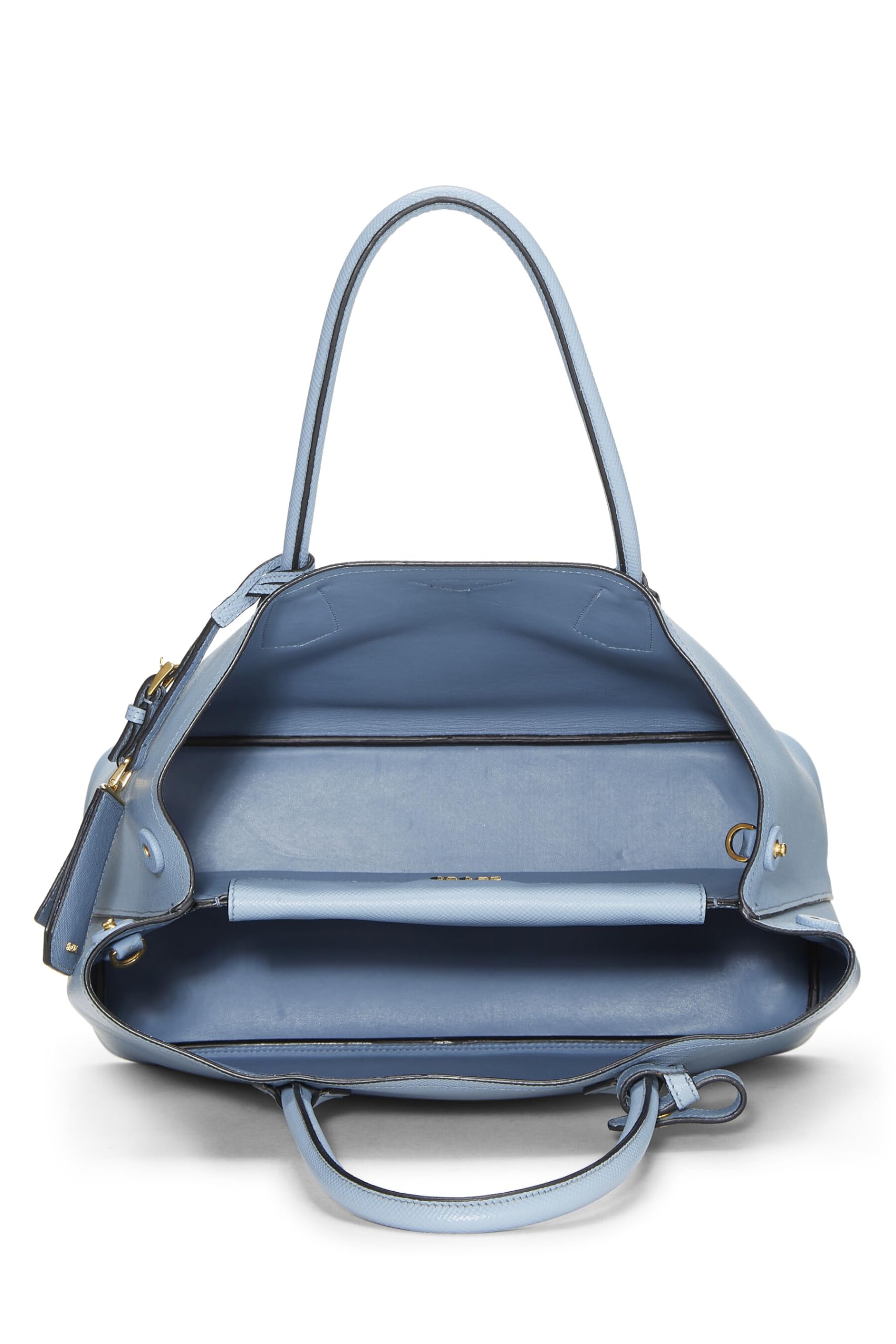 Prada, Blue Saffiano Double Bag Tote Medium, Blue