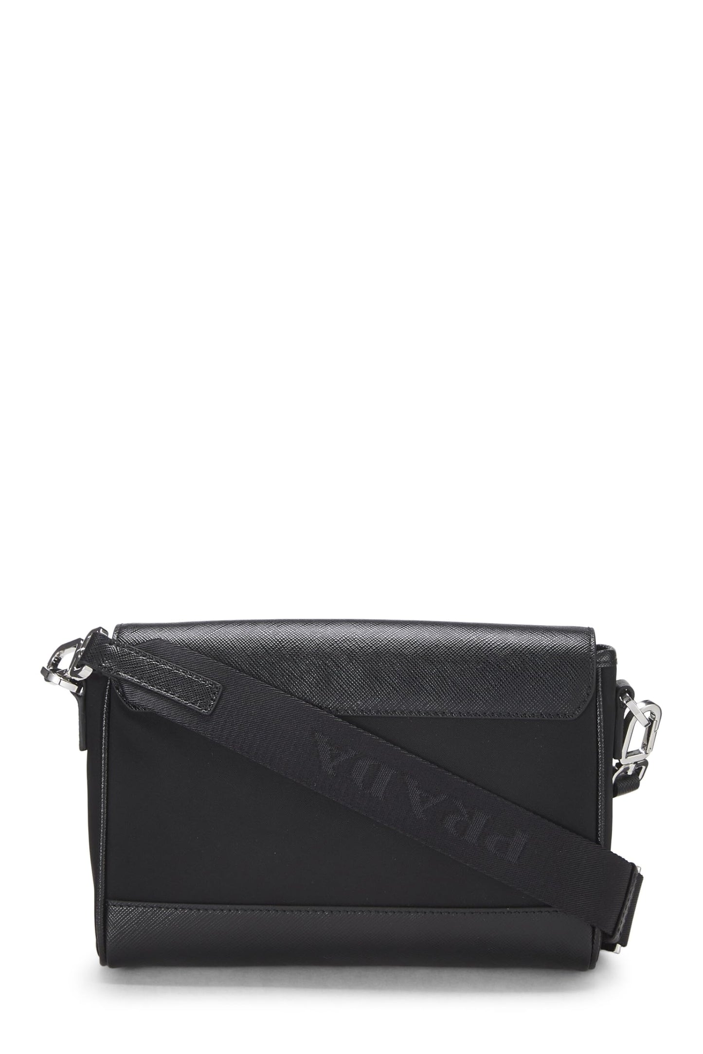 Prada, Black Saffiano & Tessuto Crossbody, Black