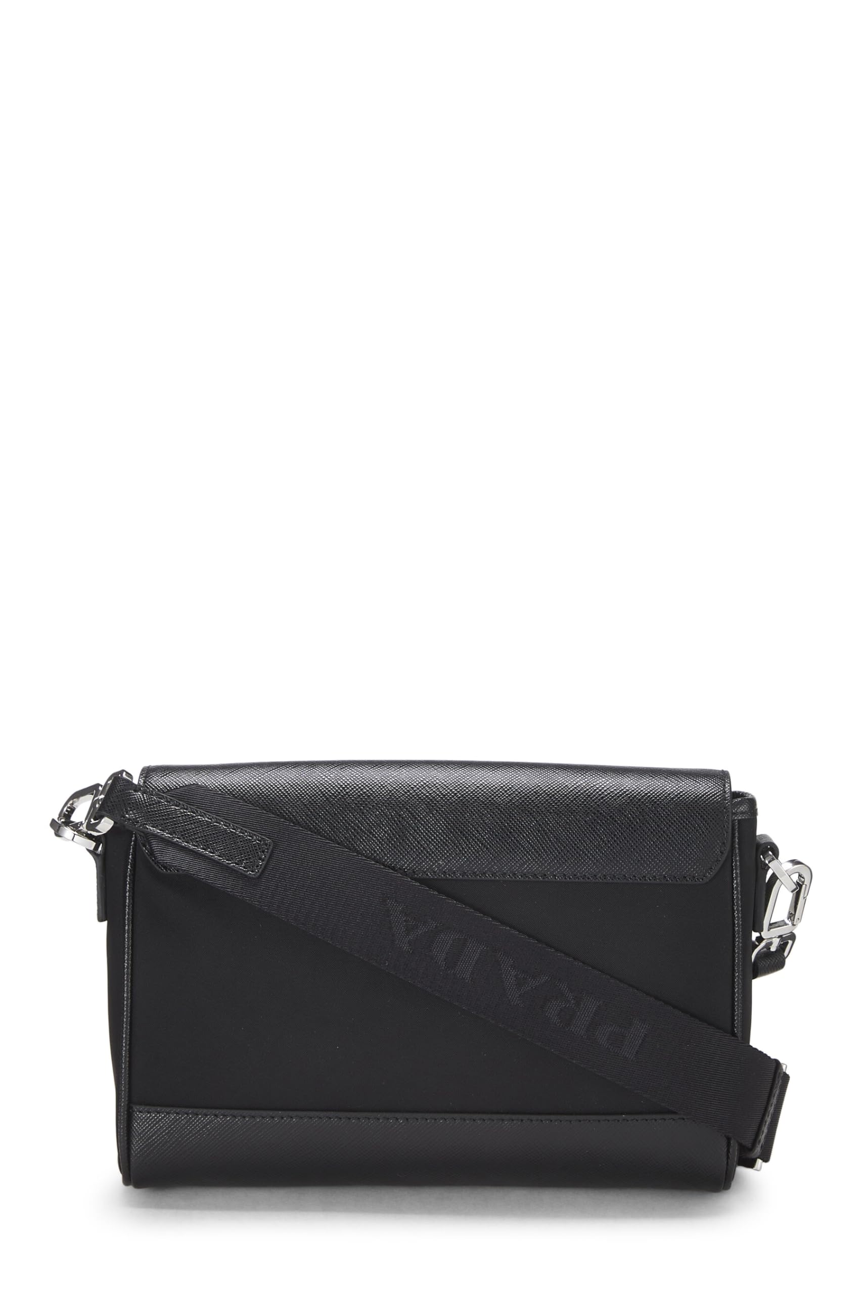 Prada, Black Saffiano & Tessuto Crossbody, Black