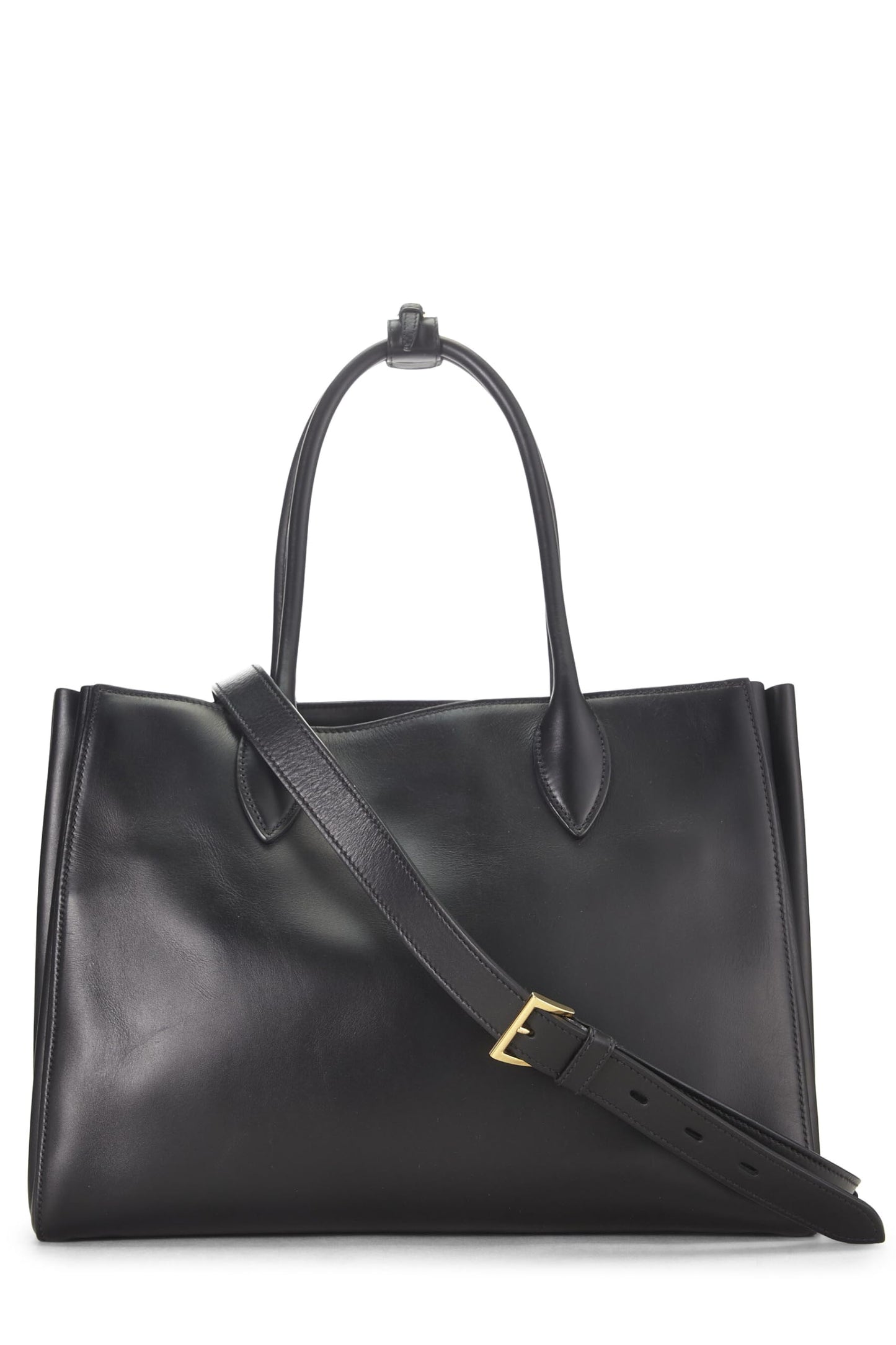 Prada, Black Calfskin Bibliotheque Medium, Black Luxury Handbag
