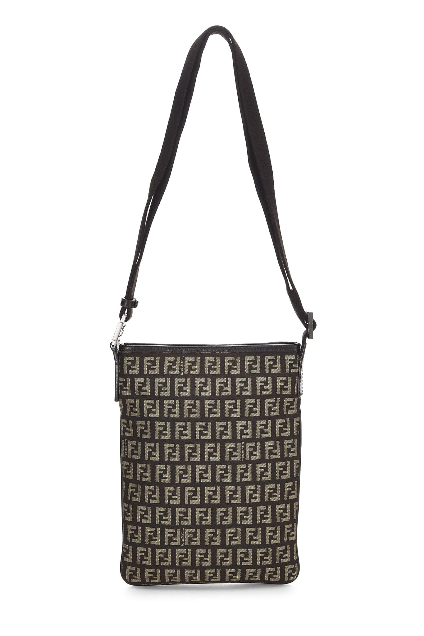 Fendi, Brown Zucchino Canvas Crossbody, Brown