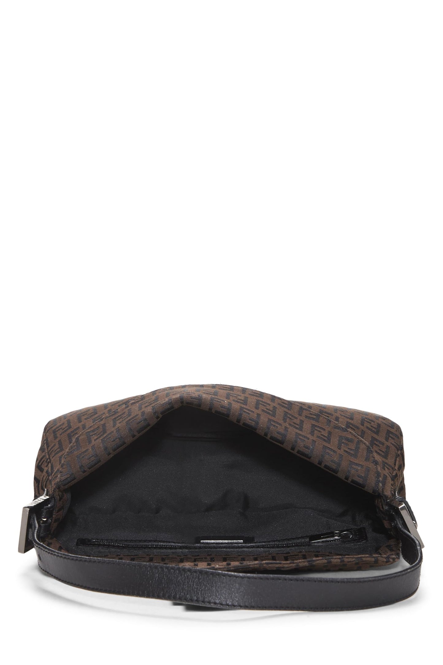 Fendi, Black Nylon Zucchino Shoulder Bag, Brown