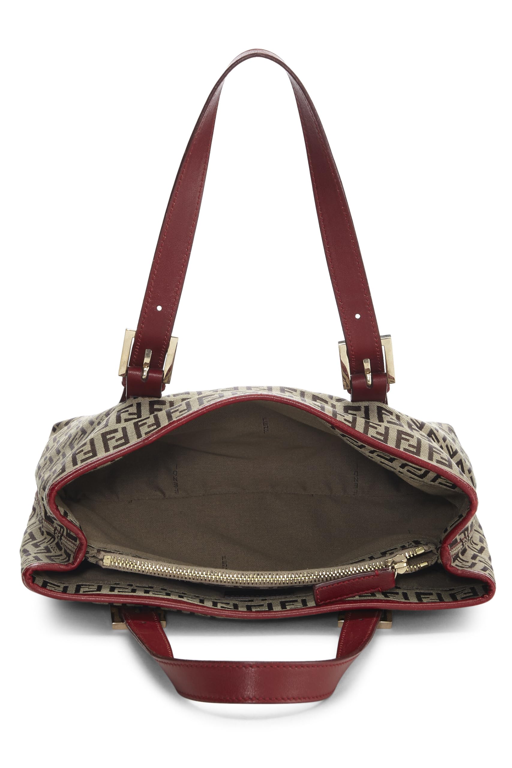 Fendi, Red Zucchino Canvas Handbag, Red