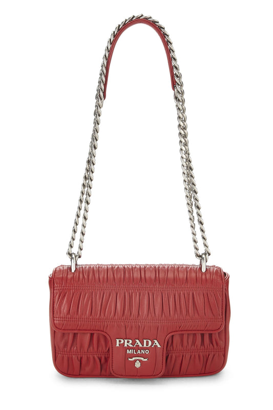 Prada, Red Nappa Gaufre Crossbody Bag, Red