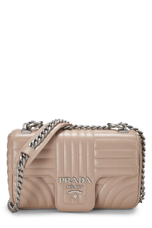 Prada, Pink Calfskin Diagramme Flap Bag Small, Pink