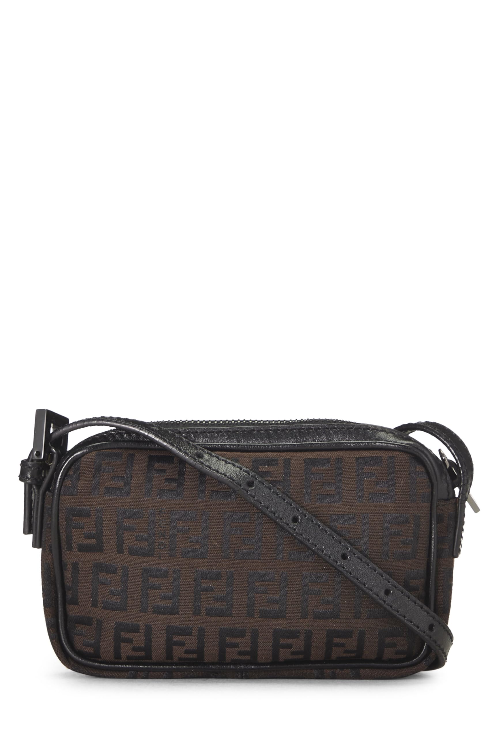 Fendi, Brown Zucchino Canvas Crossbody Mini, Brown