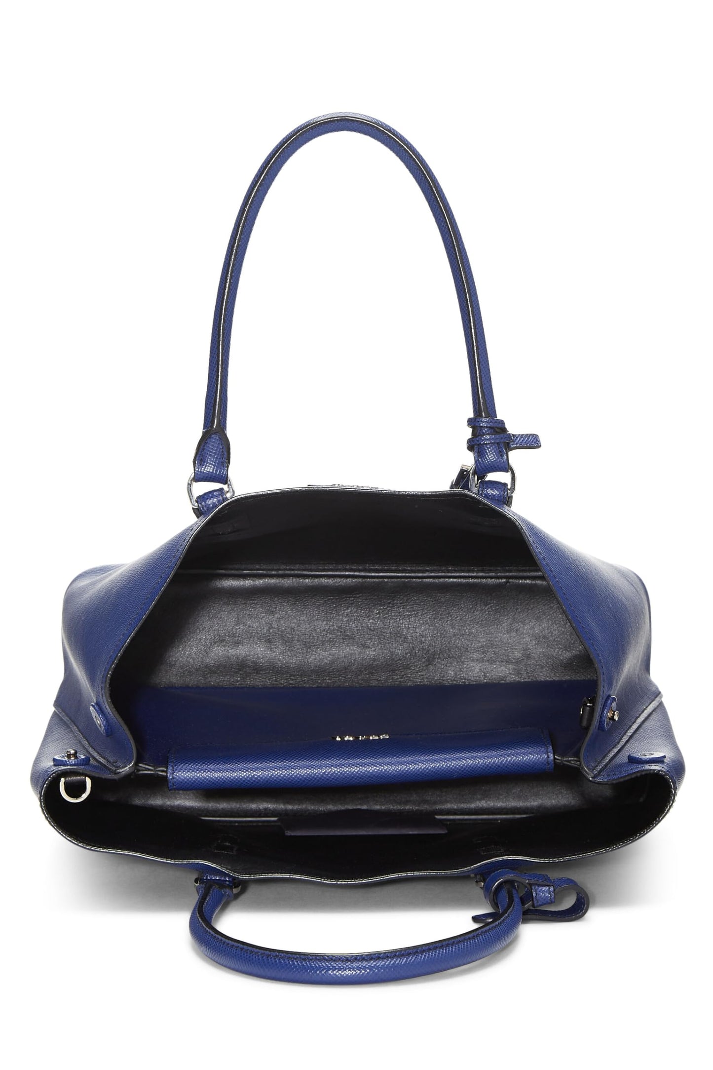 Prada, Blue Saffiano Leather Double Tote Medium, Blue