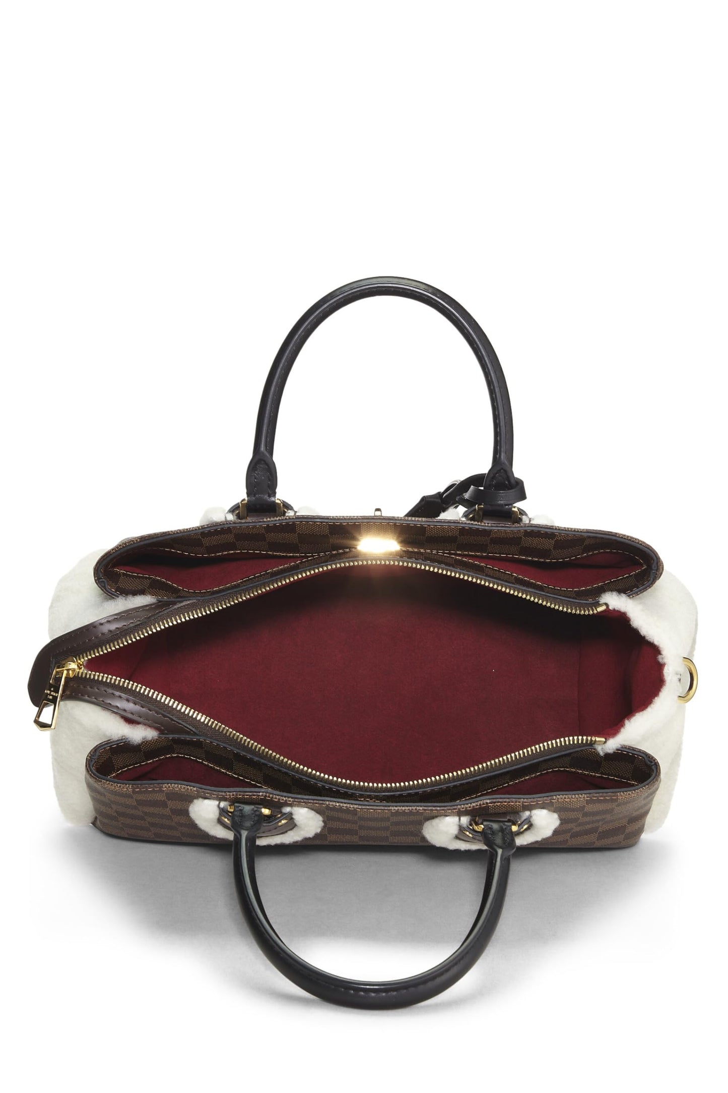 Louis Vuitton, Black Damier Ebene Shearling Normandy, Black