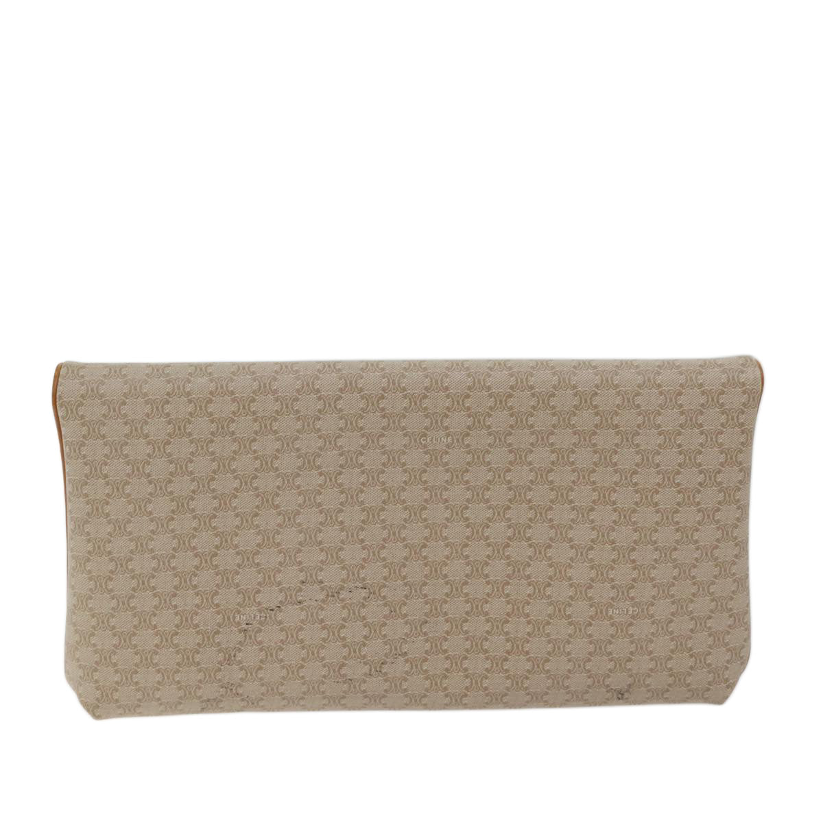 Luxury CELINE Macadam Canvas Clutch Bag Beige 72090