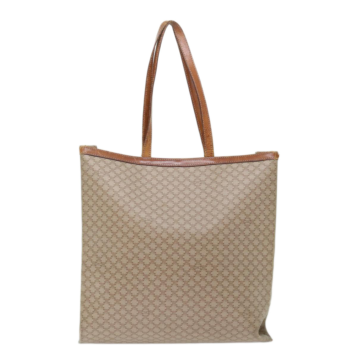 Luxury CELINE Macadam Canvas Shoulder Bag Beige 72092
