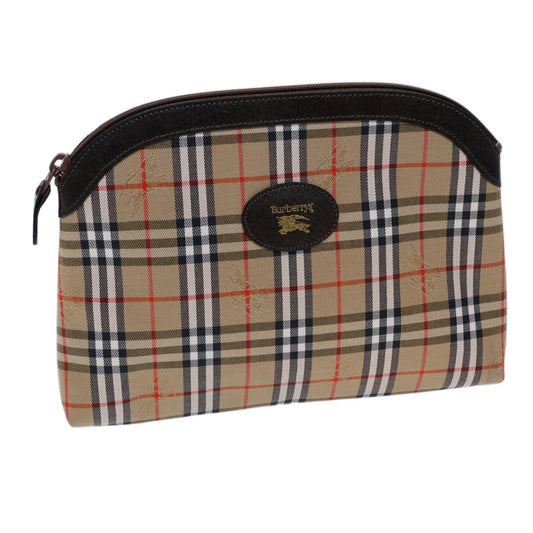 Burberry Nova Check Clutch Bag Canvas Beige Auth 72157