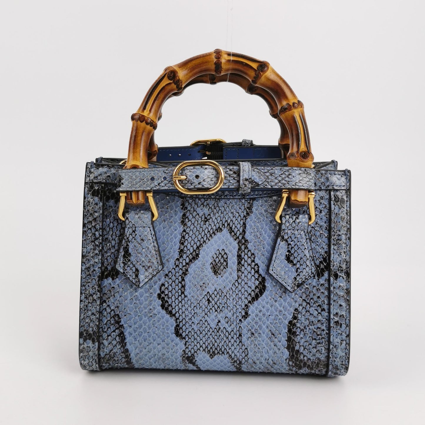 Gucci Diana Mini Blue Snake-skin Leather Bag Bamboo Handle with Strap