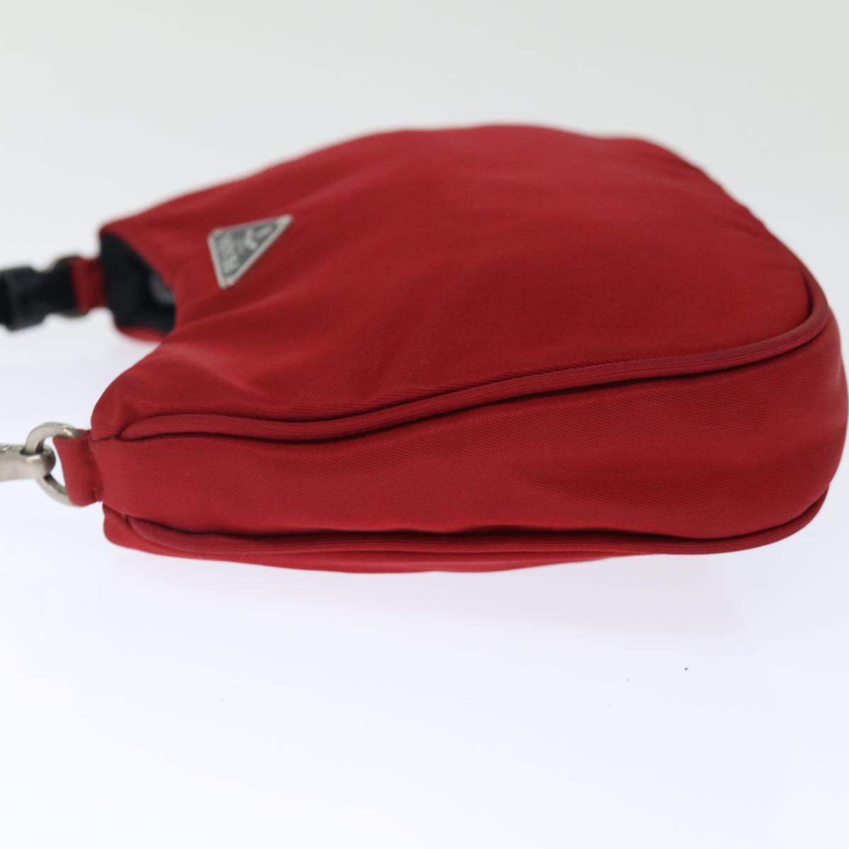 PRADA Pouch Hand Bag Nylon Red Black Auth 72315