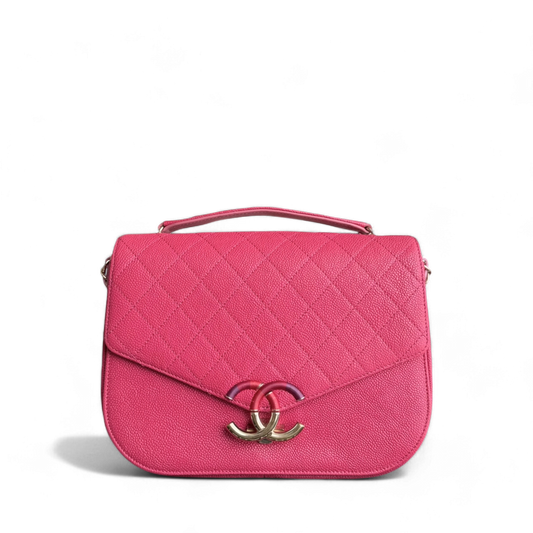 Chanel Coco Curve Cuba - 25CM Caviar Quilted Pink Gold Hardware Series 25