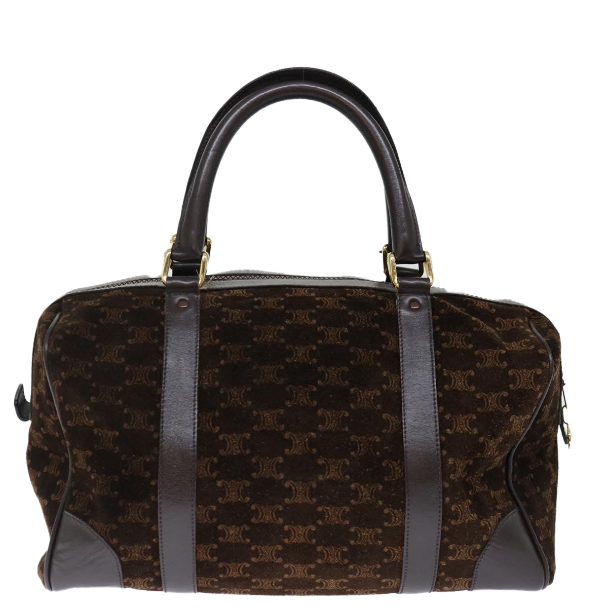 Luxury CELINE Macadam Canvas Boston Bag Brown 72454