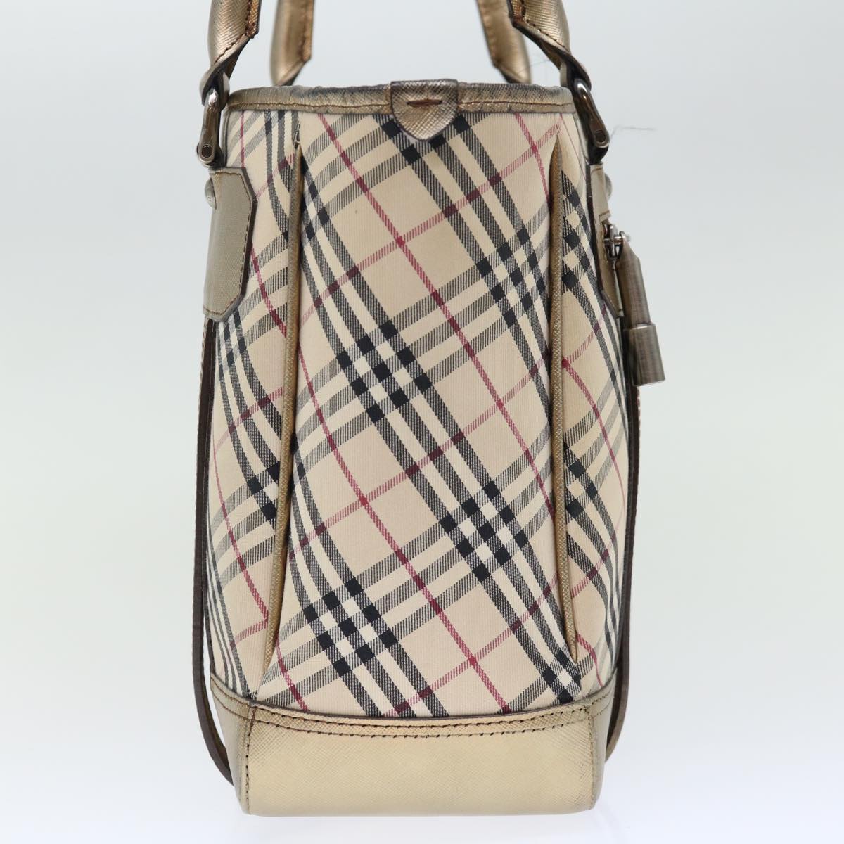 Burberry Nova Check Hand Bag Canvas Beige Auth 72466