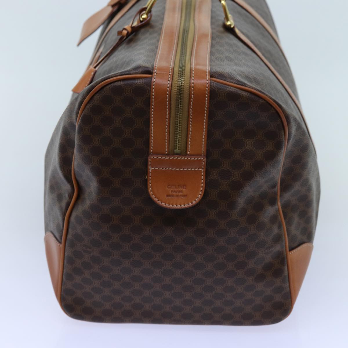 Luxury CELINE Macadam Canvas Boston Bag PVC Brown 72518