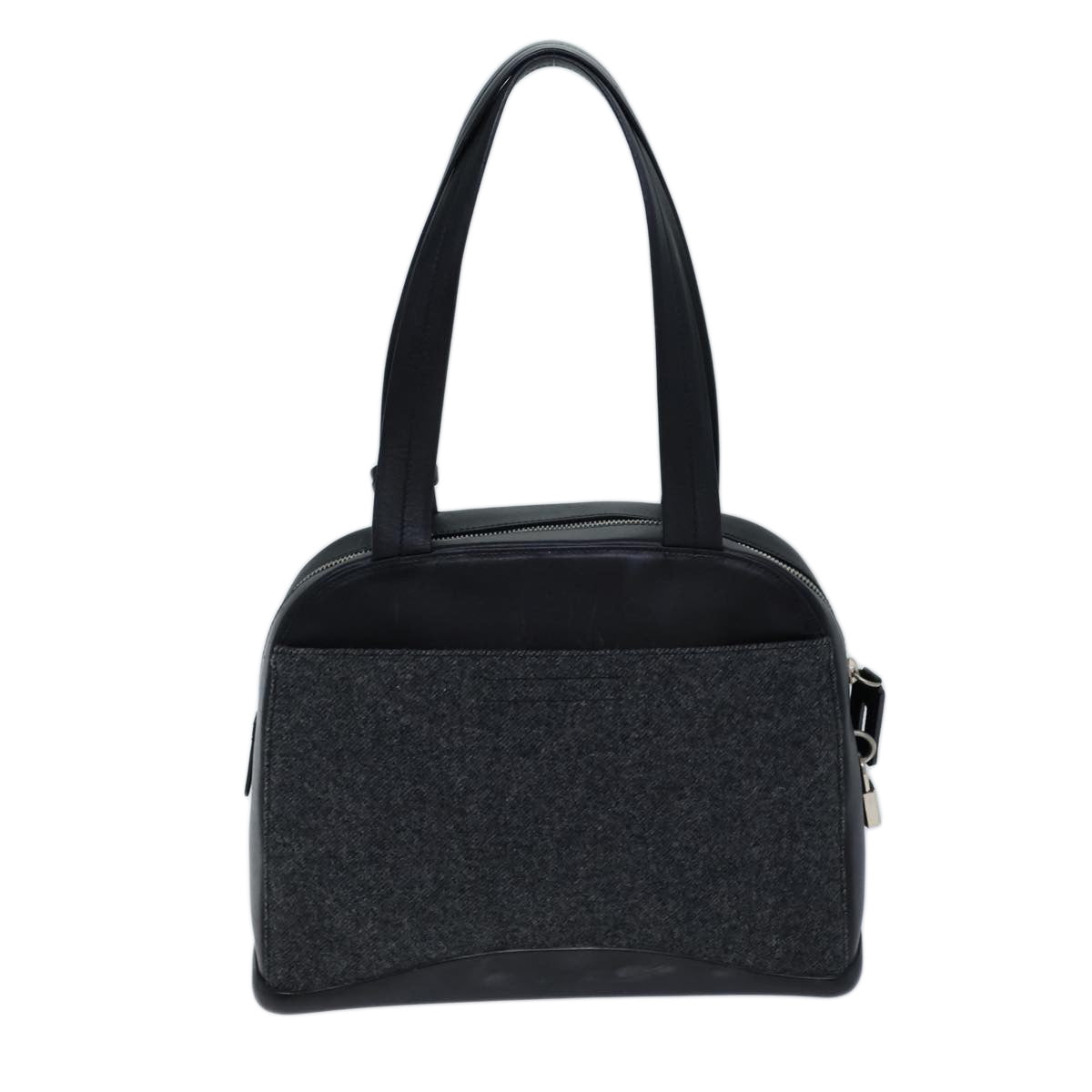 PRADA Shoulder Bag Wool Gray Auth 72599