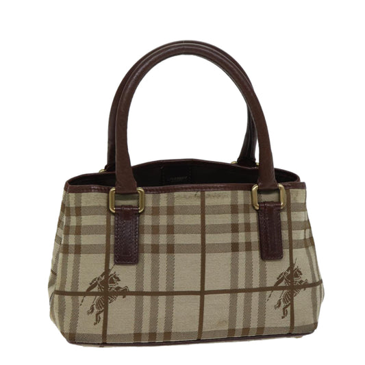 Burberry Nova Check Hand Bag Canvas Beige Brown Auth 72676