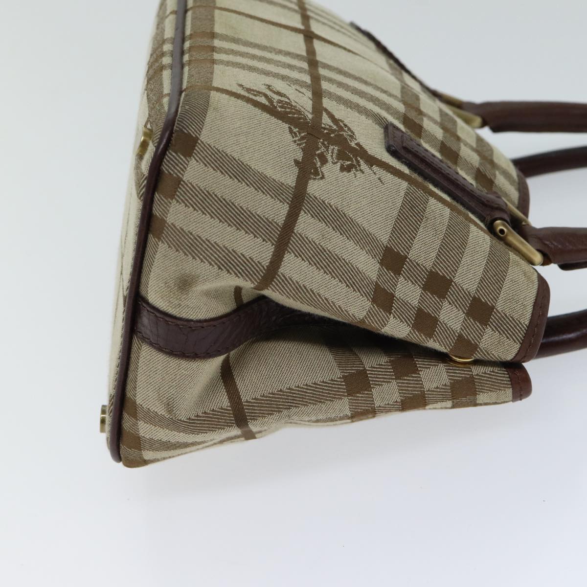 Burberry Nova Check Hand Bag Canvas Beige Brown Auth 72676