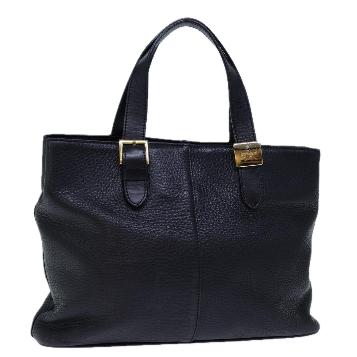 Burberry Hand Bag Leather Black Auth 72760