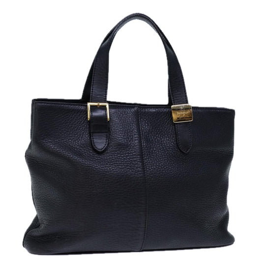 Burberry Hand Bag Leather Black Auth 72760