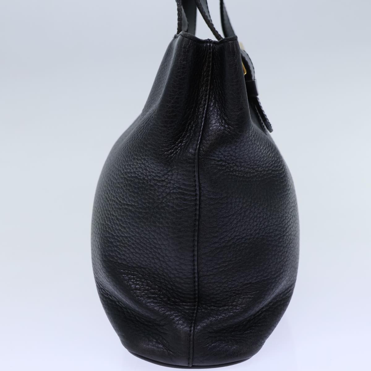 Burberry Hand Bag Leather Black Auth 72760