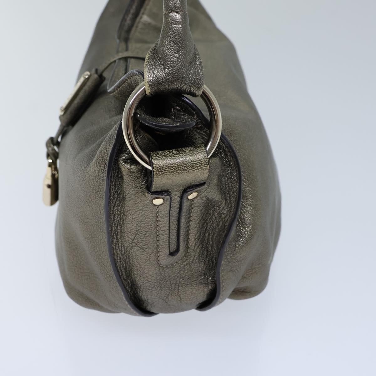 Luxury CELINE Shoulder Bag Leather Silver 72958