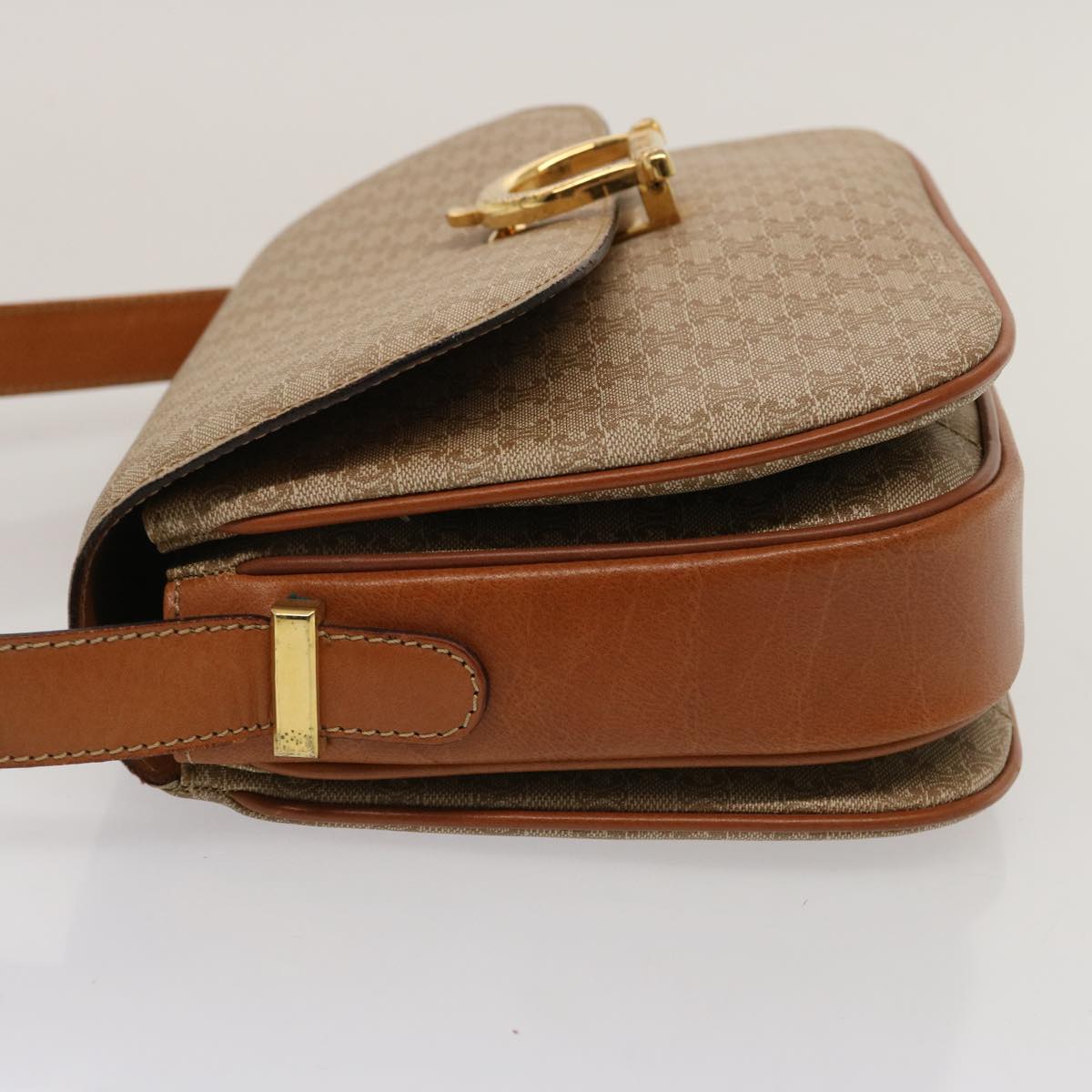 Luxury CELINE Macadam Canvas Shoulder Bag Beige 73027