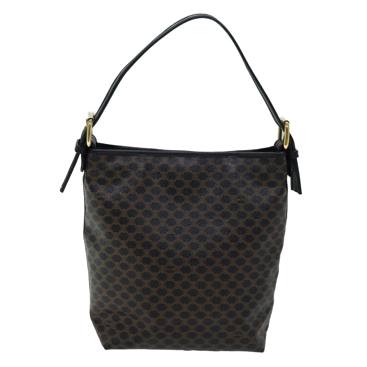 Luxury CELINE Macadam Canvas Shoulder Bag PVC Black 73131