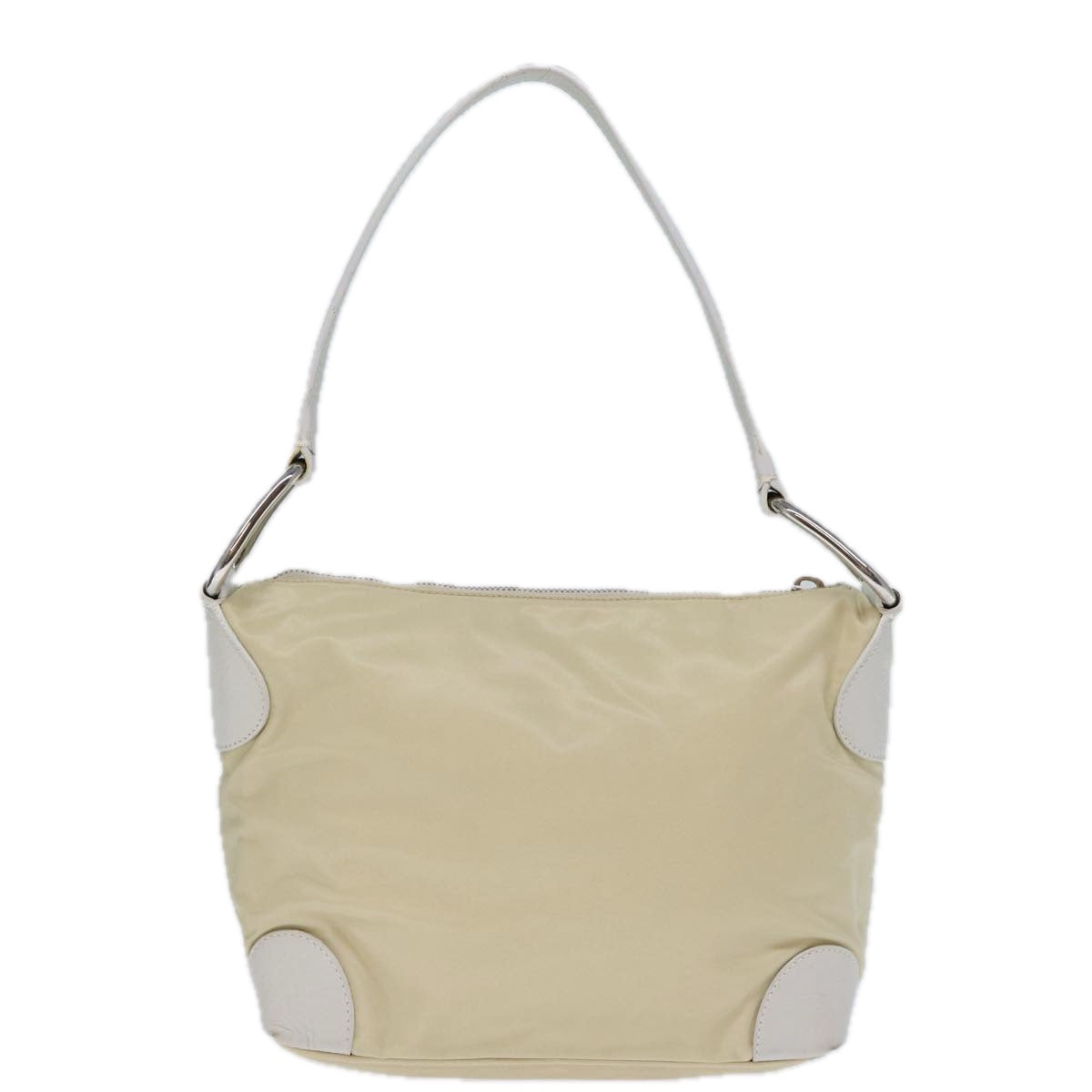 PRADA Shoulder Bag Nylon Cream Auth 73203