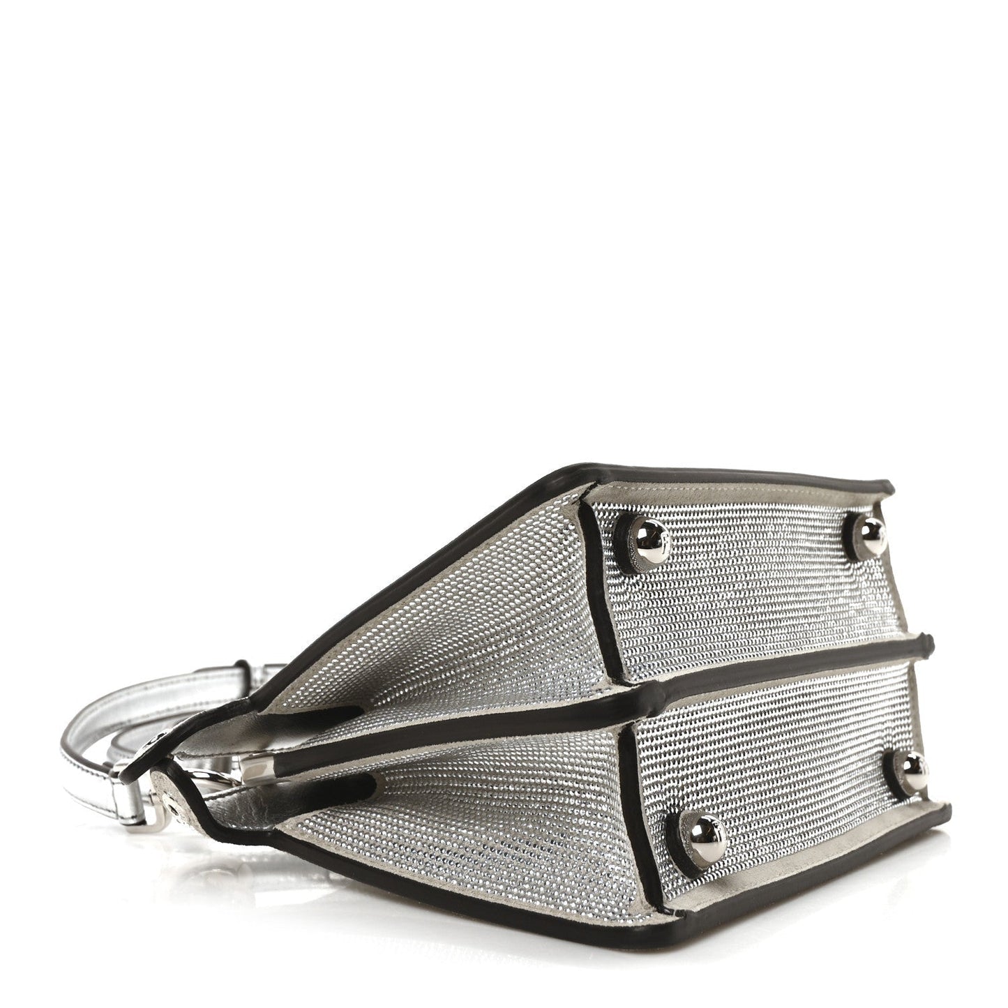 Fendi Crystal Vitello Laminato FF Petite Peekaboo I SEE U Satchel Crystal Argento