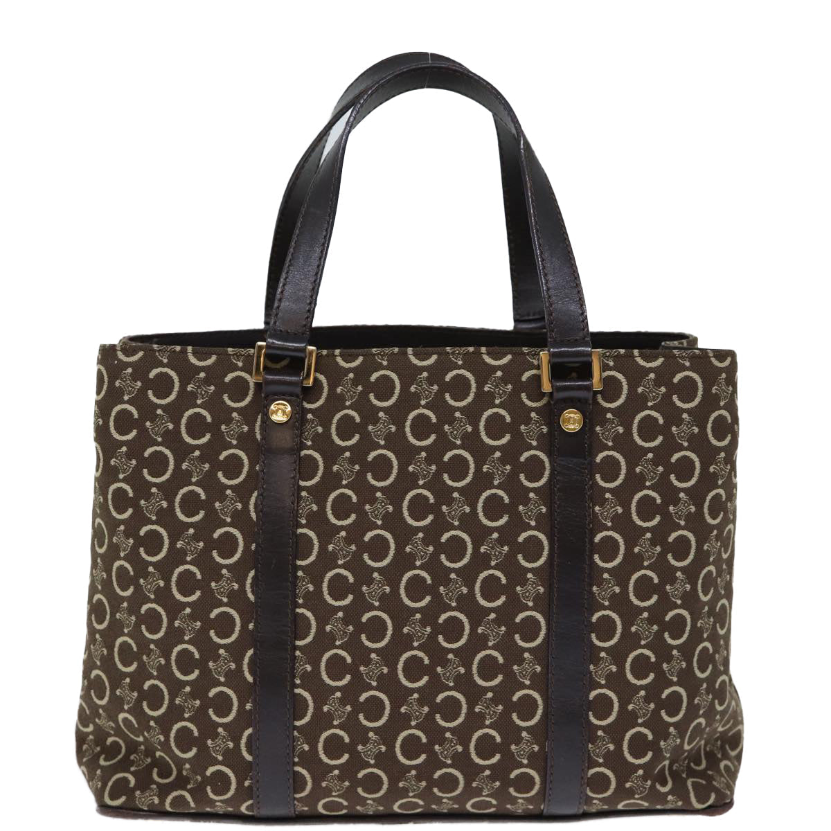 Luxury CELINE C Macadam Canvas Hand Bag Brown 73240