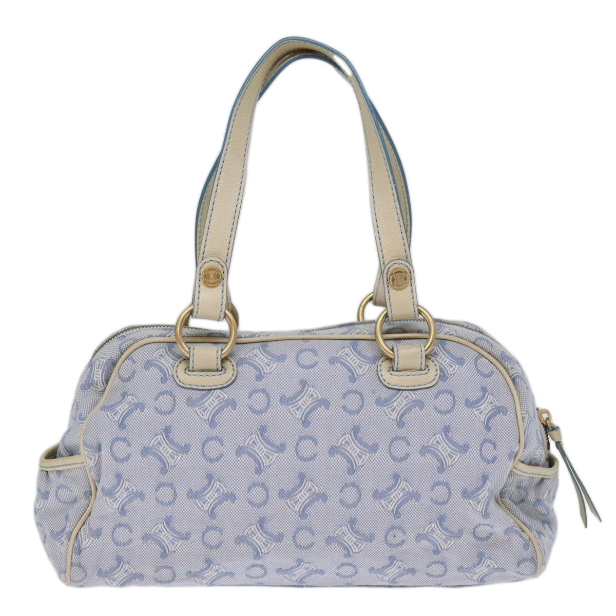 Luxury CELINE C Macadam Canvas Hand Bag Light Blue 73242