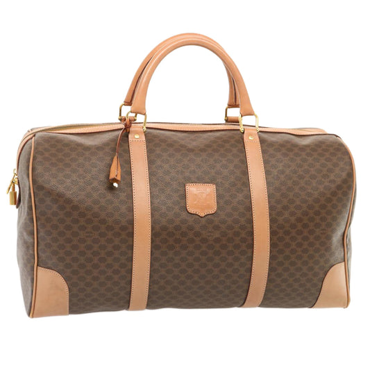 Luxury CELINE Macadam Canvas Boston Bag PVC Brown 73245