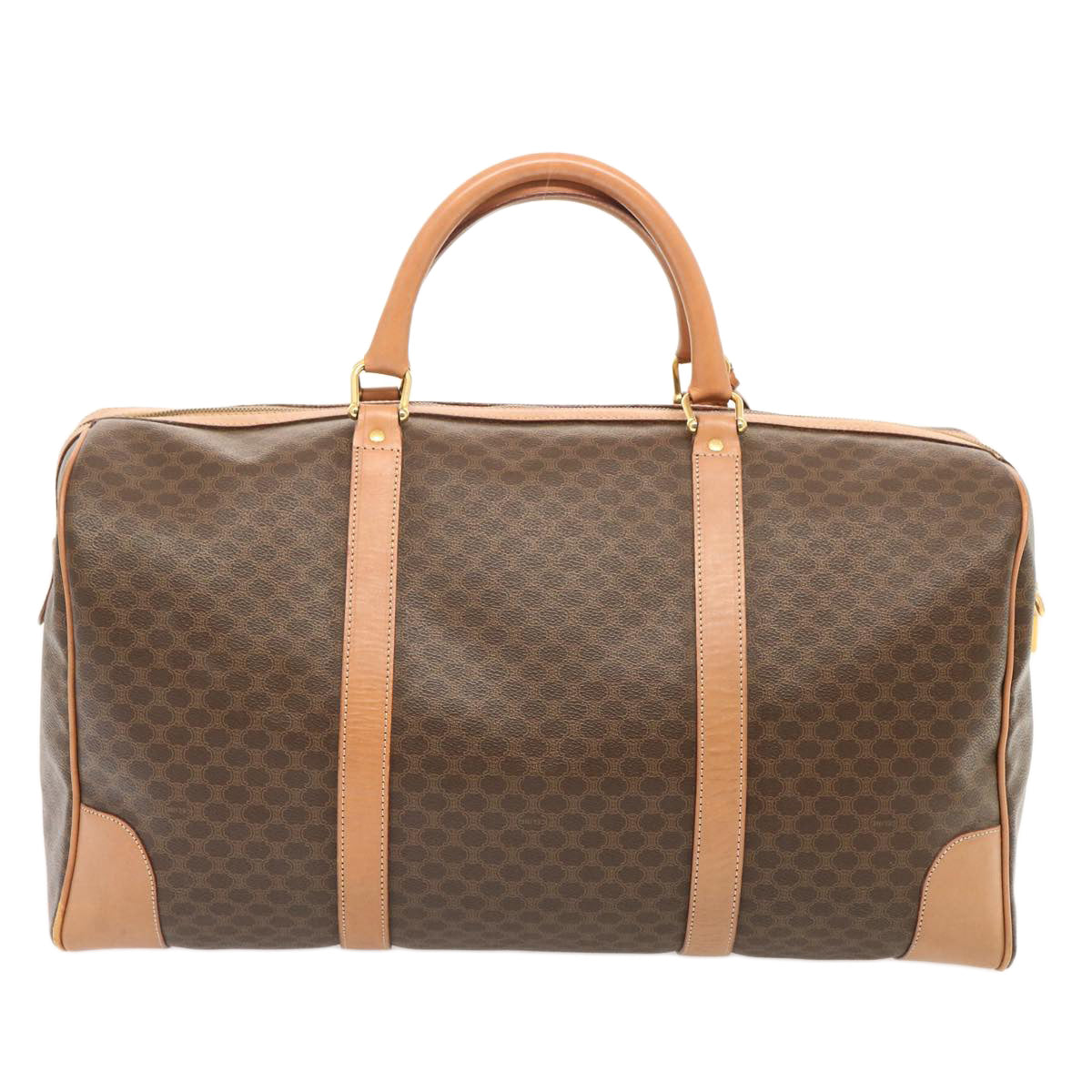Luxury CELINE Macadam Canvas Boston Bag PVC Brown 73245