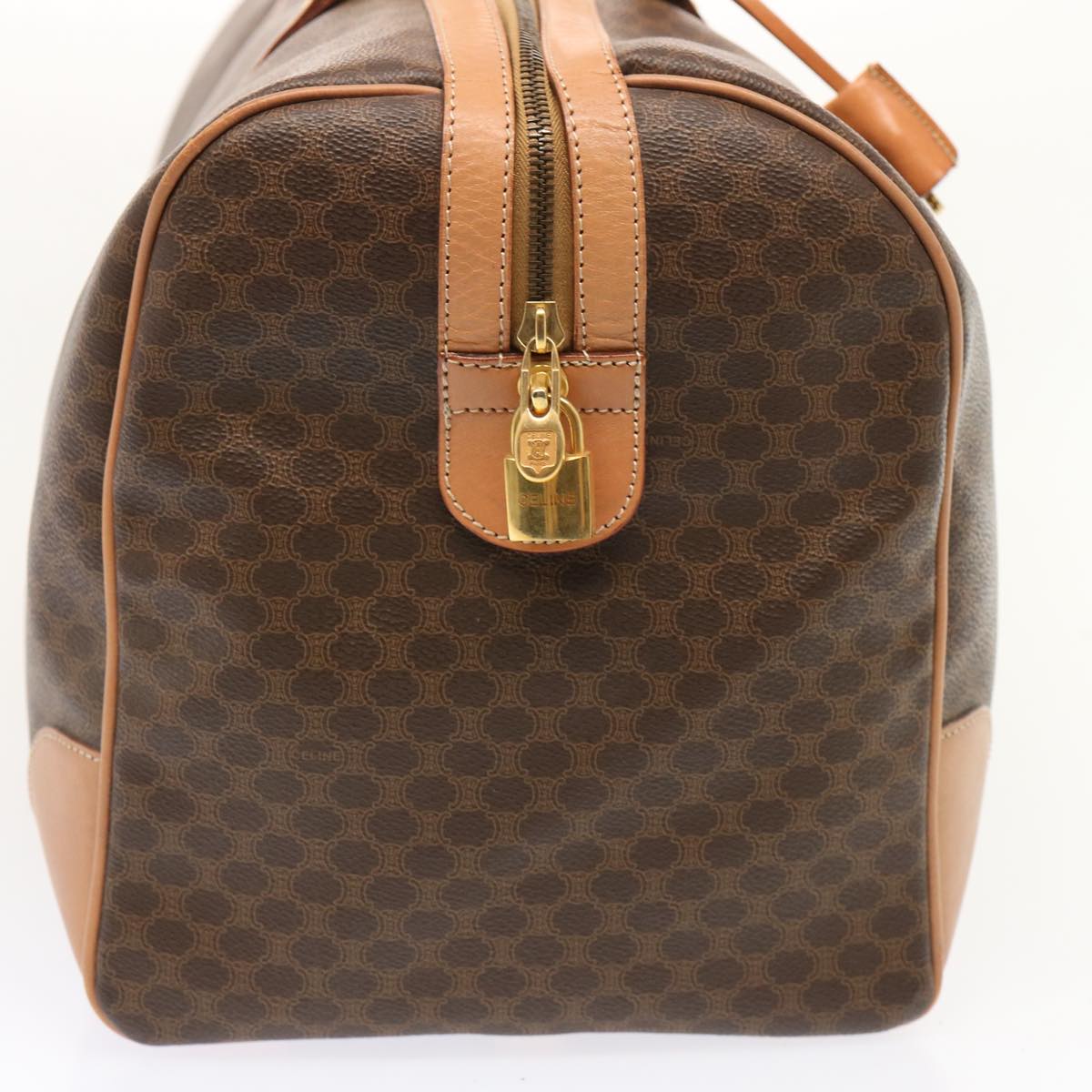 Luxury CELINE Macadam Canvas Boston Bag PVC Brown 73245