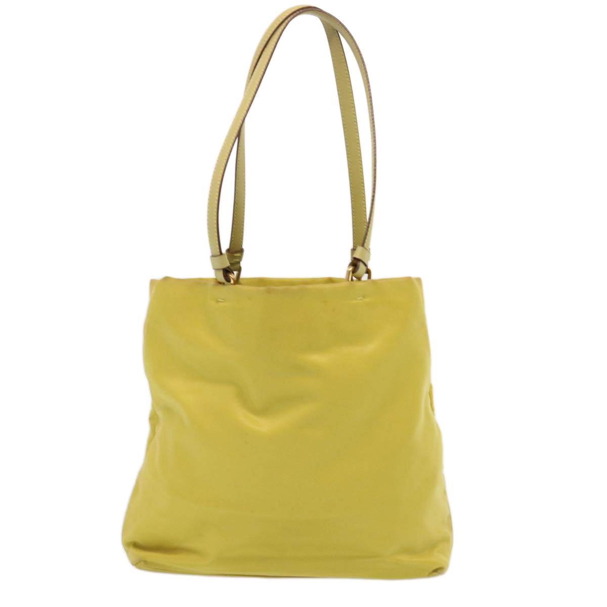 PRADA Tote Bag Nylon Yellow Auth 73333