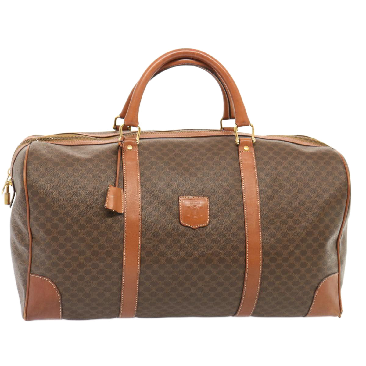 Luxury CELINE Macadam Canvas Boston Bag PVC Brown 73343