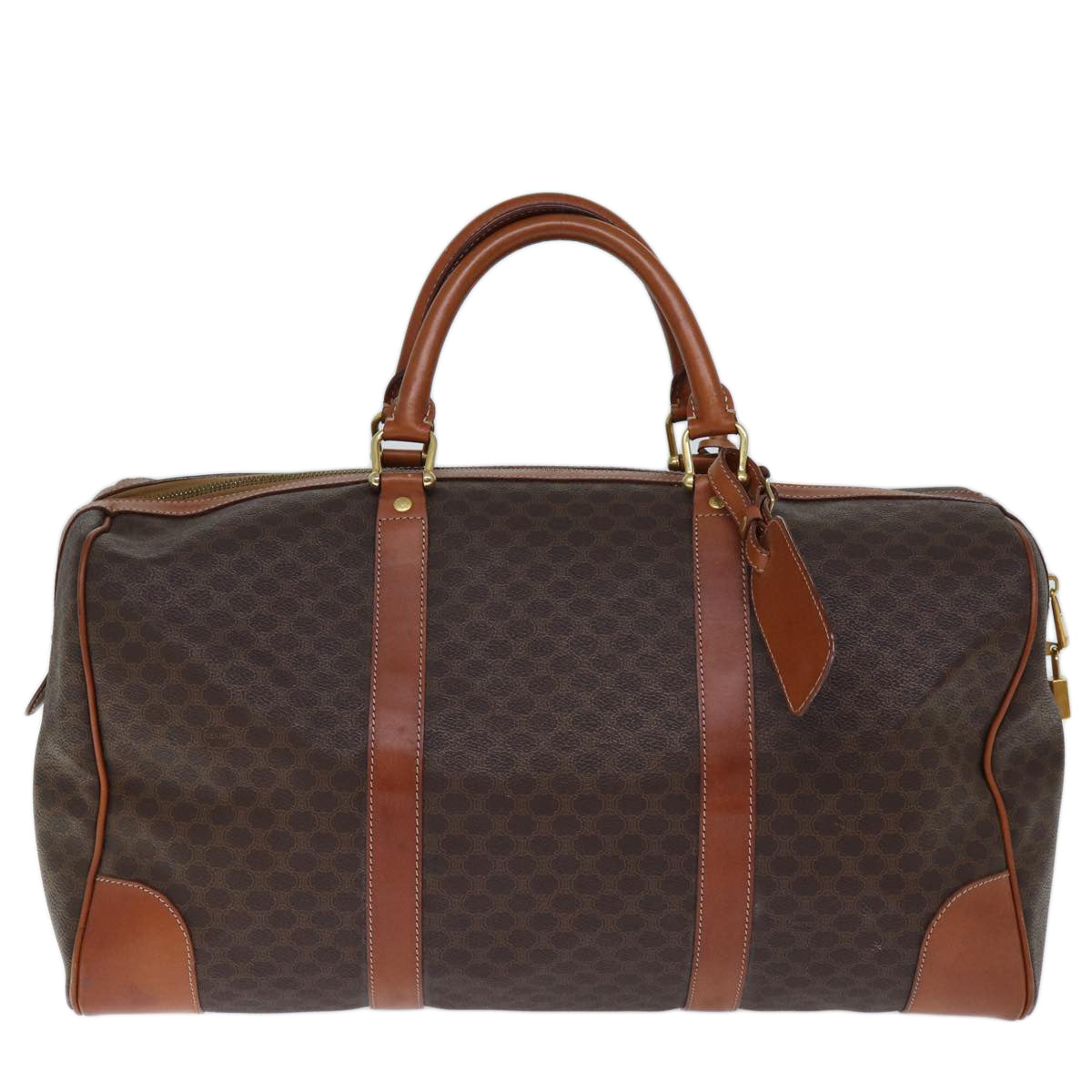 Luxury CELINE Macadam Canvas Boston Bag PVC Brown 73452